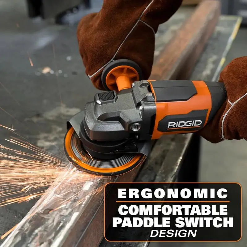 RIDGID R86047B-AC93044SBN 18V Brushless Angle Grinder Kit – Includes Batteries & Charger