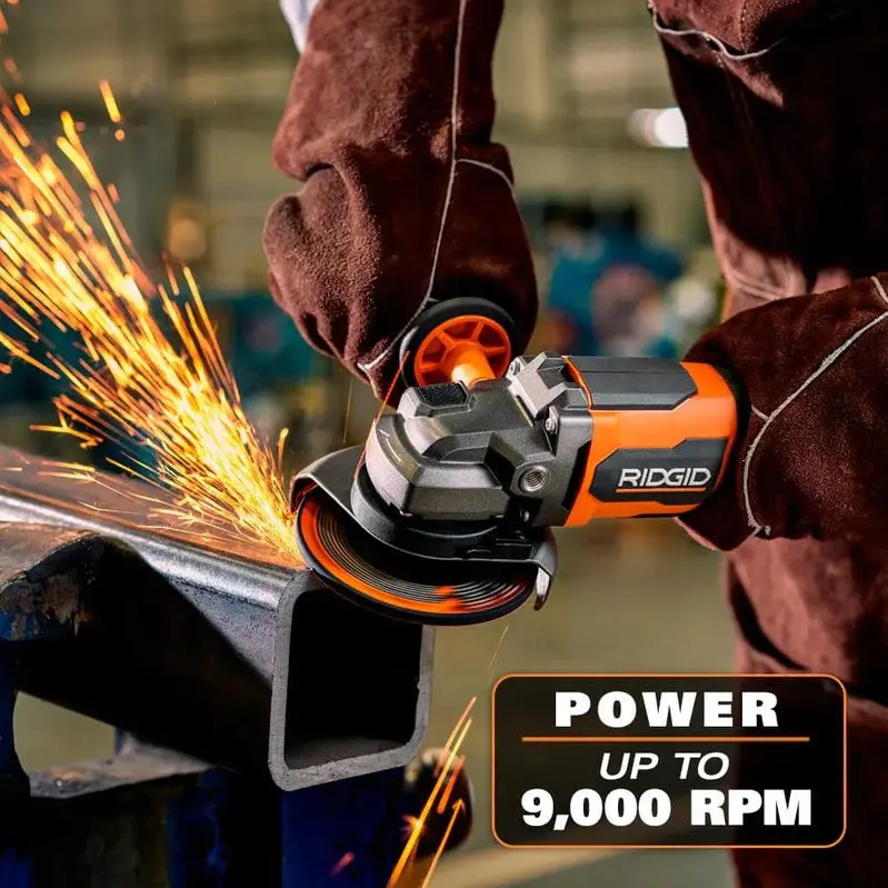 RIDGID R86047B-AC93044SBN 18V Brushless Angle Grinder Kit – Includes Batteries & Charger