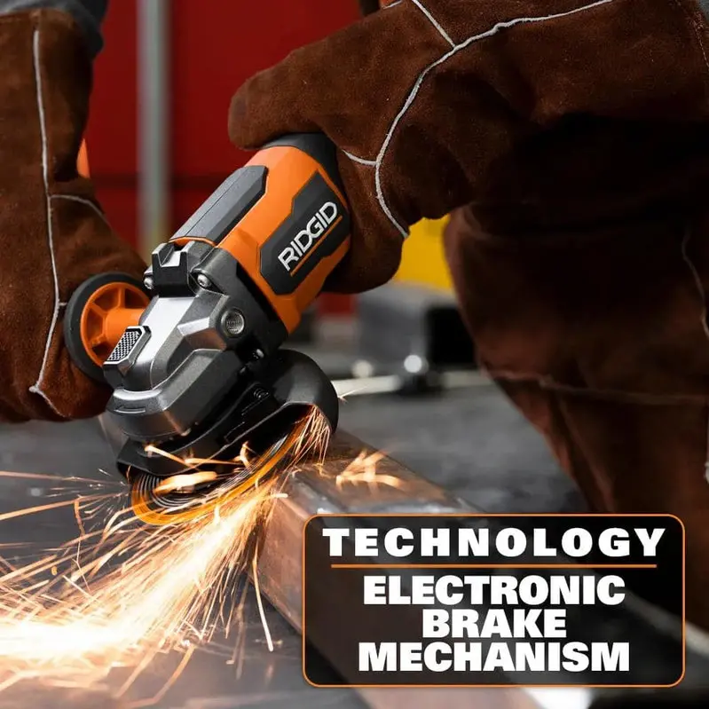 RIDGID R86047B-AC93044SBN 18V Brushless Angle Grinder Kit – Includes Batteries & Charger