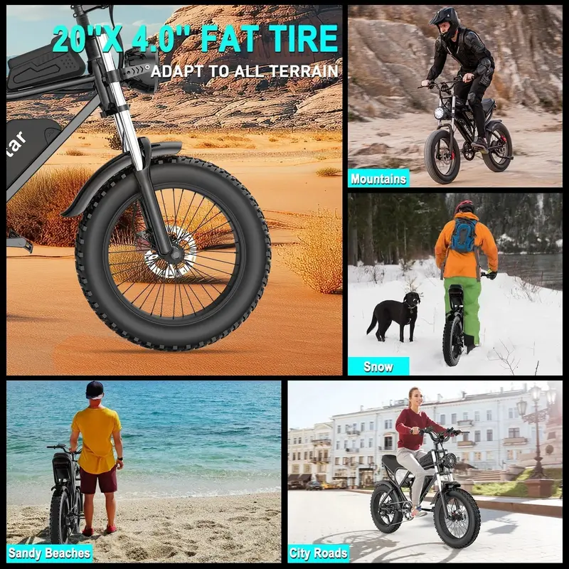 Ridstar 1200W All-Terrain E-MTB with Fat Tires — 48V 15.6Ah Battery, 30mph Top Speed & Full Suspension