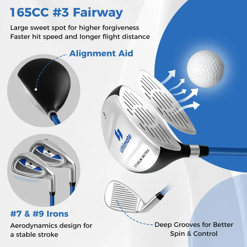 Right-Handed Junior Golf Set for Ages 11–13 — Complete Clubs with Lightweight Stand Bag