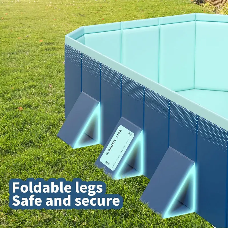 Rigid Foldable Hard-Shell Swimming Pool – Non-Inflatable Backyard Pool (158" x 76" x 20") for Kids, Pets, or Adults