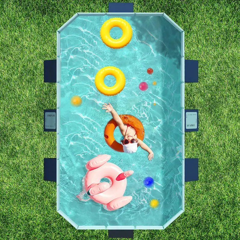 Rigid Foldable Hard-Shell Swimming Pool – Non-Inflatable Backyard Pool (158" x 76" x 20") for Kids, Pets, or Adults