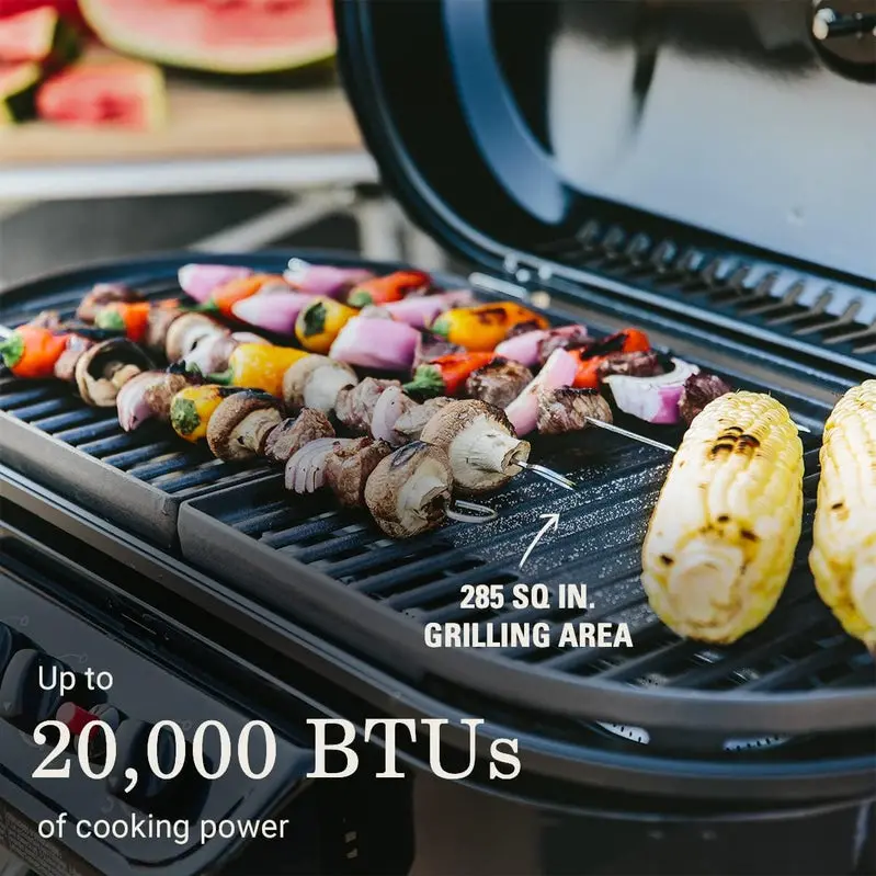 RoadTrip Portable 3-Burner Propane Grill – Stand-Up Design with InstaStart Ignition