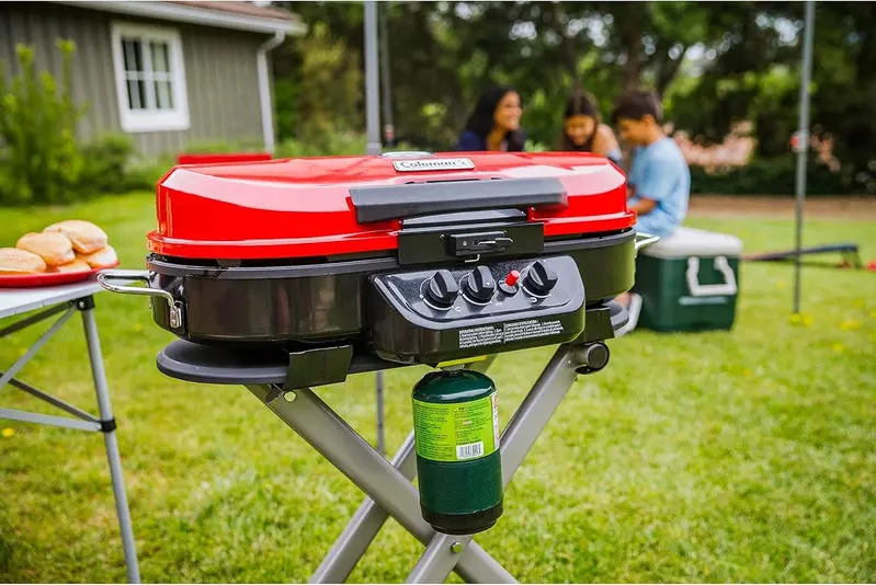 RoadTrip Portable 3-Burner Propane Grill – Stand-Up Design with InstaStart Ignition