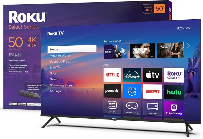 Roku 50-Inch Select Series 4K HDR Smart TV – Voice-Activated Streaming Display