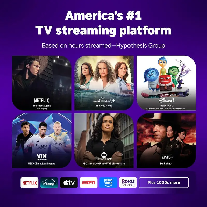Roku 50-Inch Select Series 4K HDR Smart TV – Voice-Activated Streaming Display