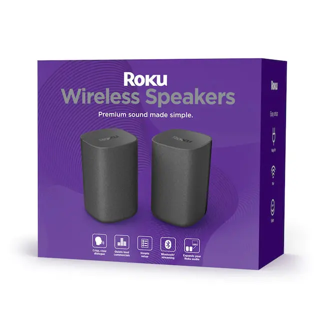 Roku Wireless Speaker Pair – Dual Portable Indoor Speakers, 6.1" Drivers, 80W Combined Output