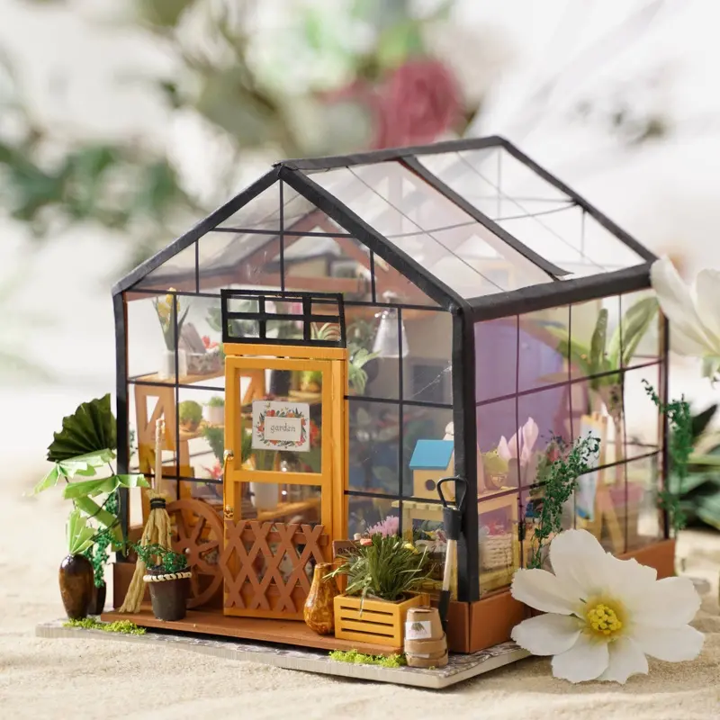 Rolife Flower House Miniature DIY Kit – Handcrafted Wooden Assembly Set for Decorative Display
