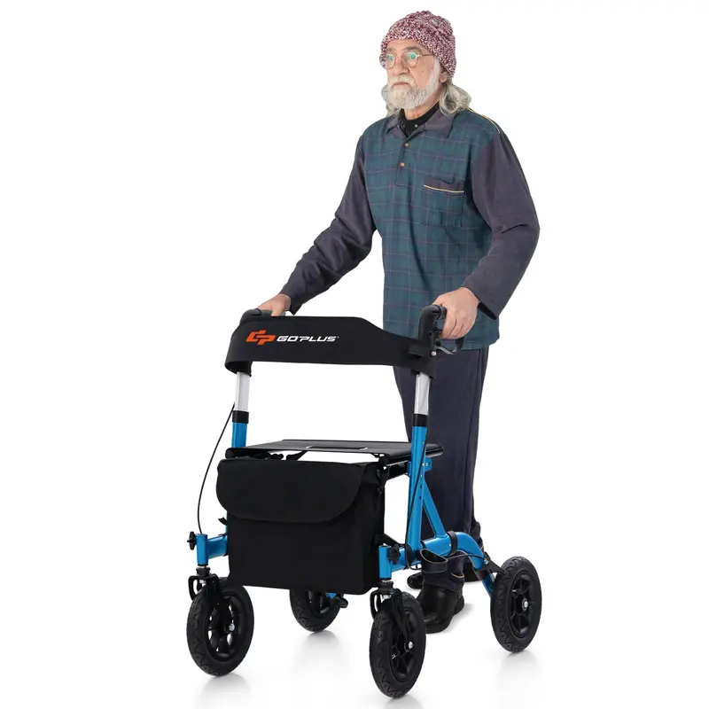 Rollator Walker with Padded Seat, Supportive Backrest, and Reliable Braking System
