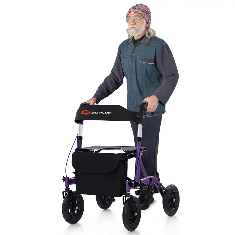 Rollator Walker with Padded Seat, Supportive Backrest, and Reliable Braking System