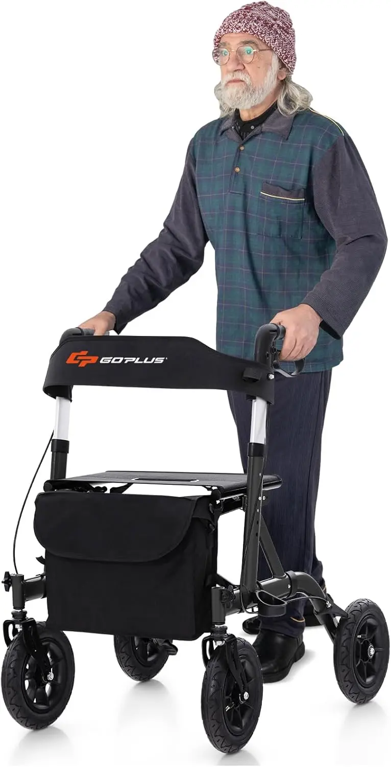 Rollator Walker with Padded Seat, Supportive Backrest, and Reliable Braking System