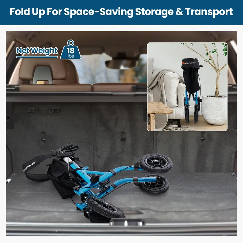 Rollator Walker with Padded Seat, Supportive Backrest, and Reliable Braking System