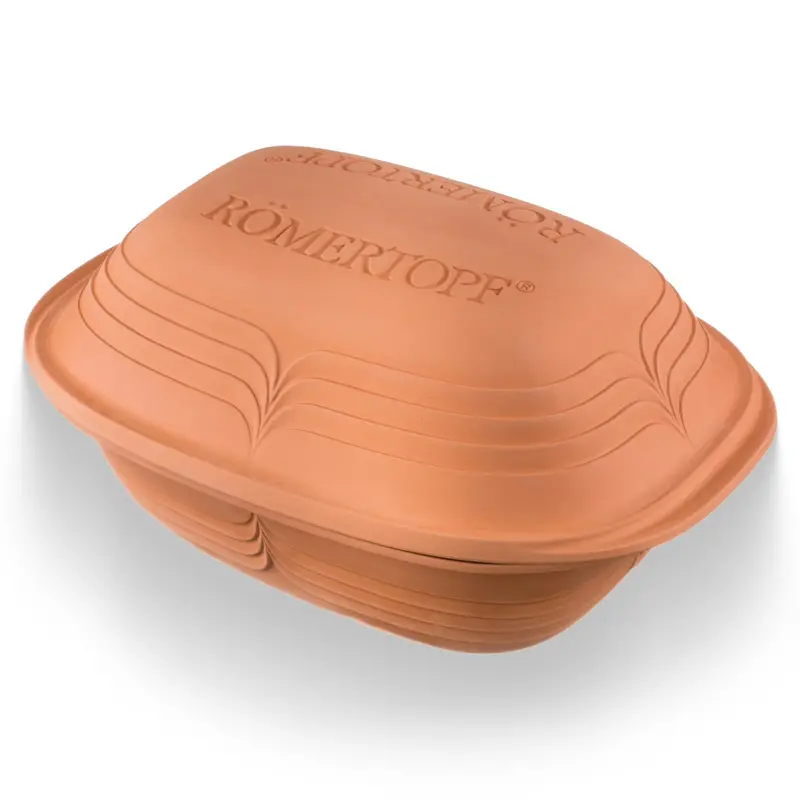 Romertopf 5.2-Quart Unglazed Clay Roaster – Chemical-Free, Natural Dutch Oven for Flavor-Enhancing Slow Cooking