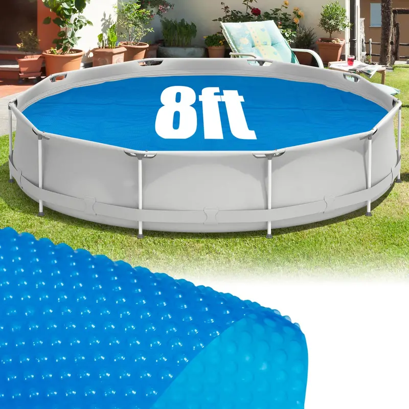 Round Solar Pool Cover – Heavy-Duty Thermal Bubble Insulation Blanket (8 ft or 12 ft Options)