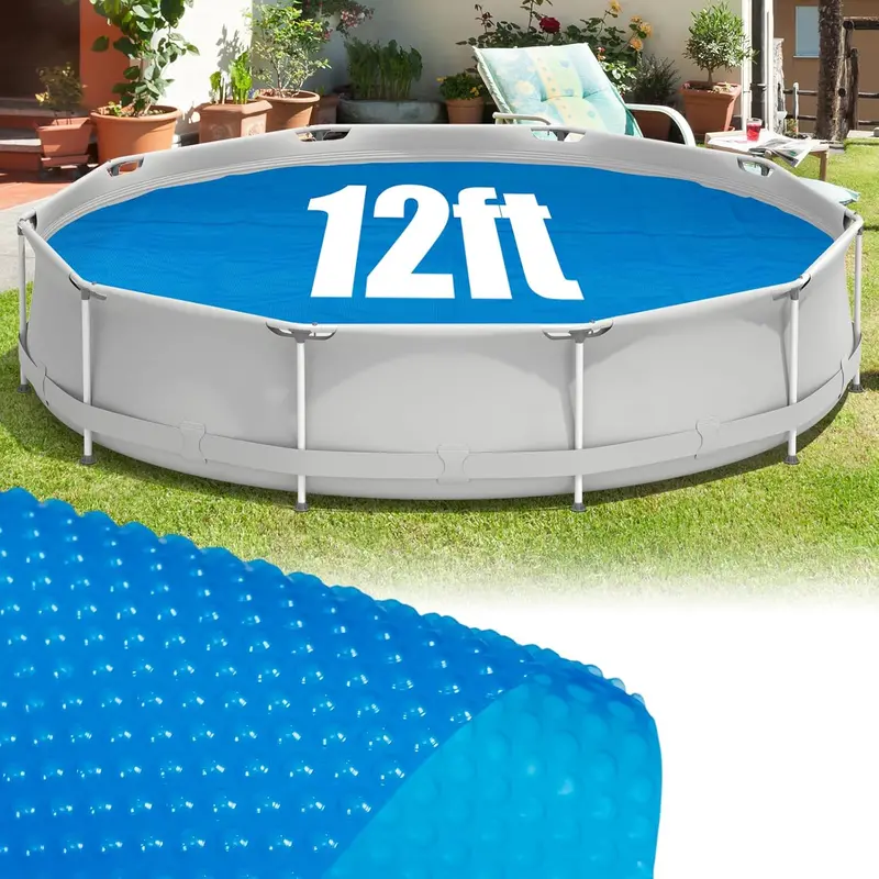 Round Solar Pool Cover – Heavy-Duty Thermal Bubble Insulation Blanket (8 ft or 12 ft Options)
