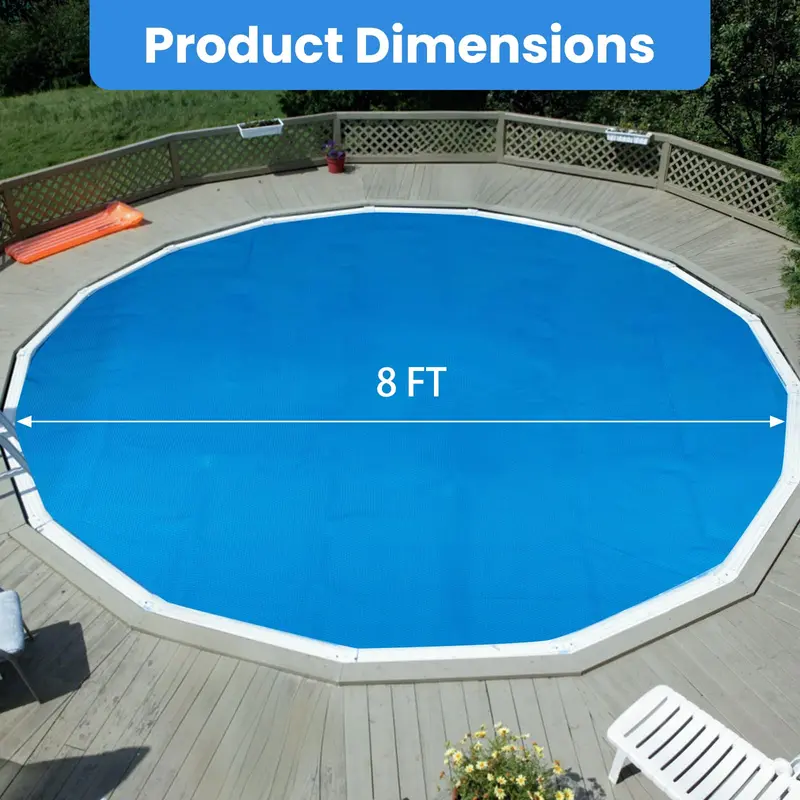 Round Solar Pool Cover – Heavy-Duty Thermal Bubble Insulation Blanket (8 ft or 12 ft Options)