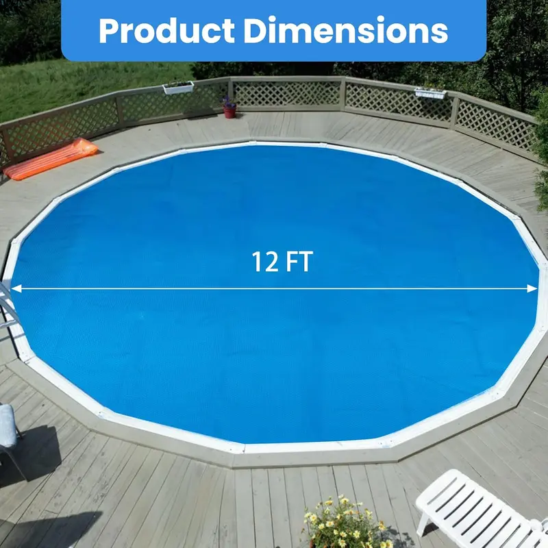 Round Solar Pool Cover – Heavy-Duty Thermal Bubble Insulation Blanket (8 ft or 12 ft Options)