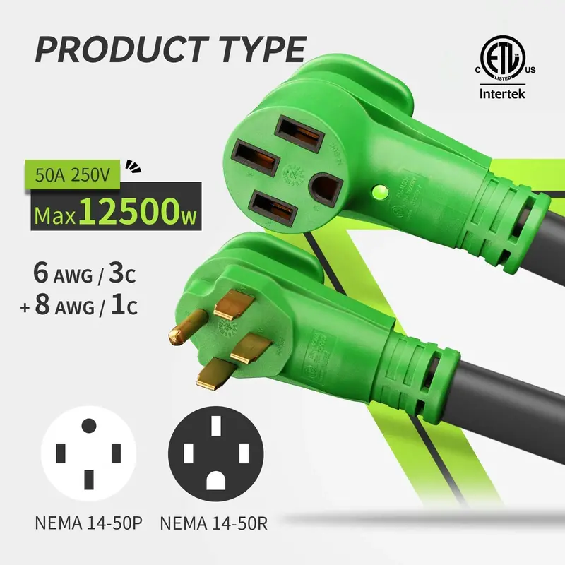 RVMATE 25-Foot Heavy-Duty 50-Amp RV and EV Extension Power Cord