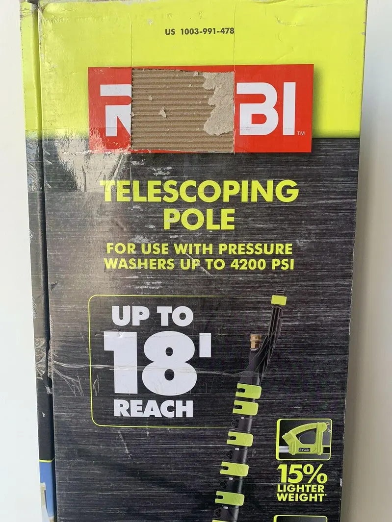 RYOBI 18-Foot High-Pressure Extension Pole – Compatible with Pressure Washers up to 4200 PSI