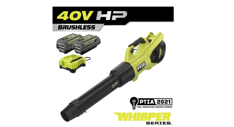 RYOBI 40V HP Brushless Cordless Leaf Blower – 730 CFM Airflow, 190 MPH Speed, Dual 4.0Ah Batteries & Low 57 dB Noise