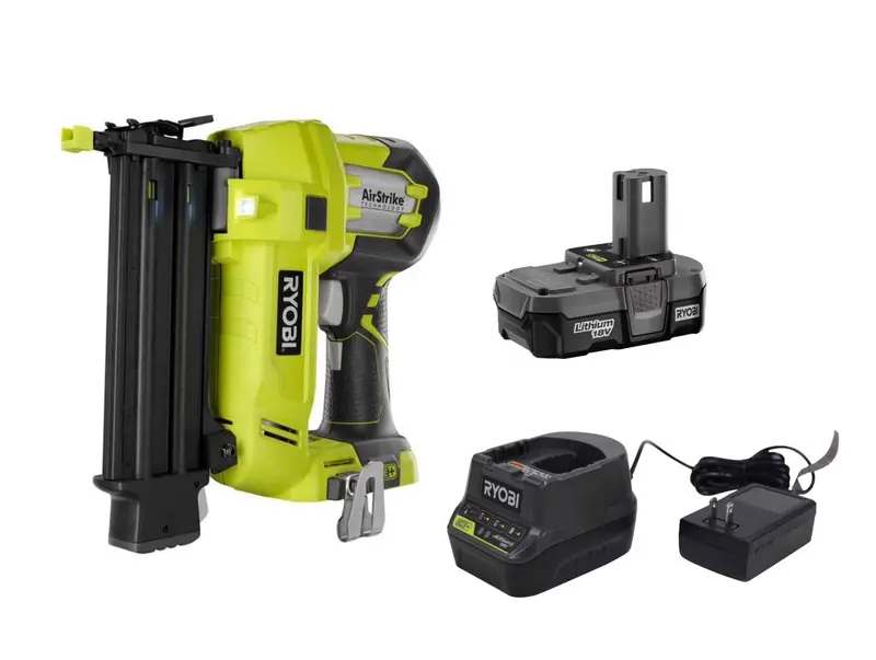 RYOBI ONE+ 18V Cordless Brad Nailer (P320) – Complete Kit with Battery & Fast Charger for Precision Fastening