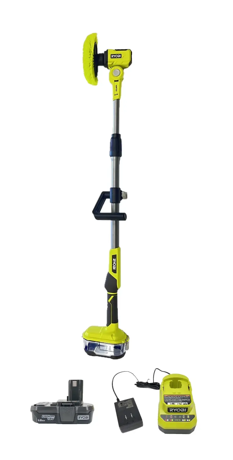 RYOBI ONE+ 18V Cordless Telescoping Power Scrubber – Complete Kit with Battery and Charger