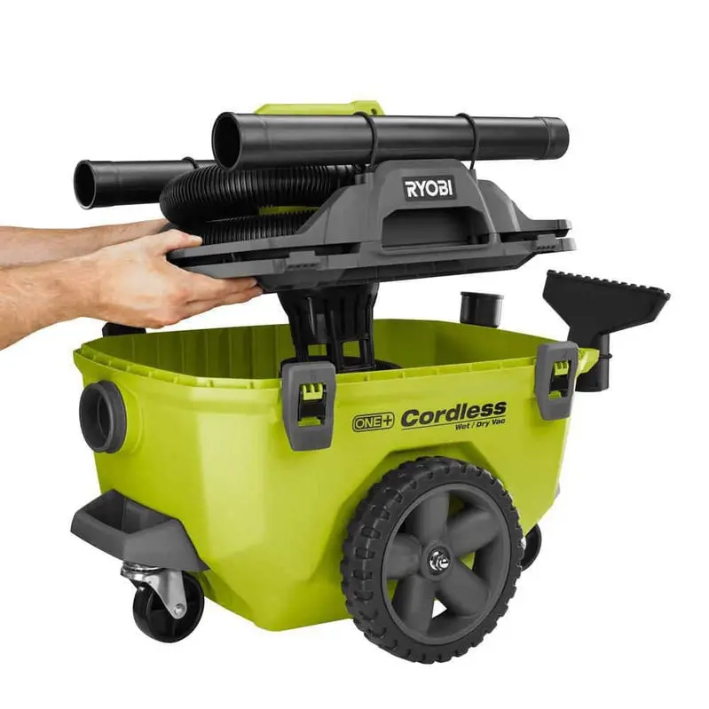 RYOBI ONE+ 18V Cordless Wet/Dry Vacuum – 6-Gallon Capacity Kit with 4.0 Ah Battery, Charger, and Accessory Set (Model P770KN)