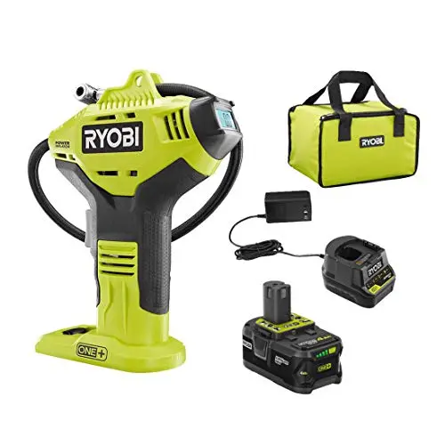 RYOBI ONE+ Cordless High-Pressure Inflator – Digital Pressure Gauge Included; Lithium-Ion Battery and Charger Provided