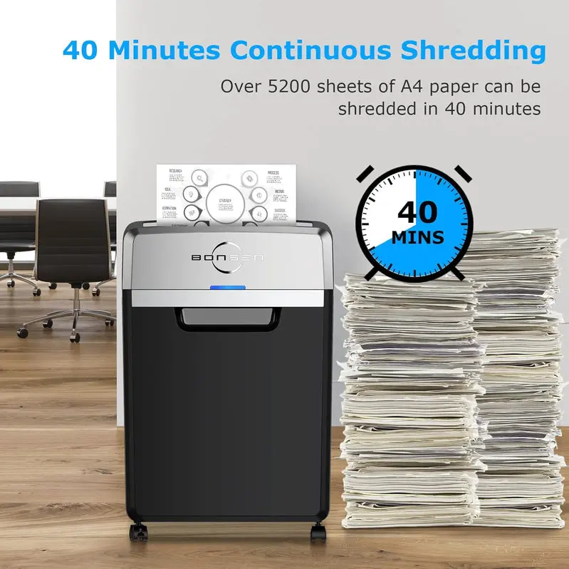 S3105 Commercial Cross-Cut Paper Shredder – 24-Sheet Capacity, 40-Min Continuous Duty, 9-Gal Bin, P-4 Security, 55dB Quiet Operation
