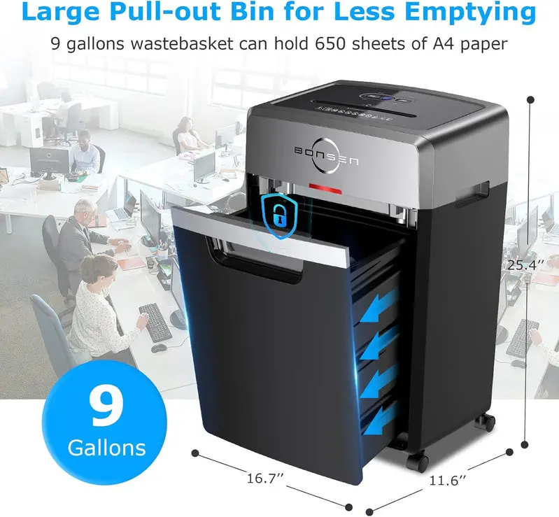 S3105 Commercial Cross-Cut Paper Shredder – 24-Sheet Capacity, 40-Min Continuous Duty, 9-Gal Bin, P-4 Security, 55dB Quiet Operation