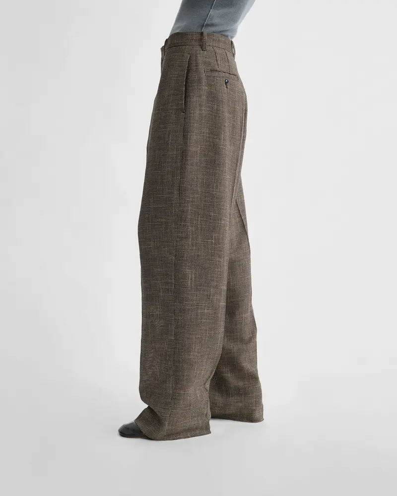 Salt-And-Pepper Melange Viscose Tailored Drop-Crotch Trousers