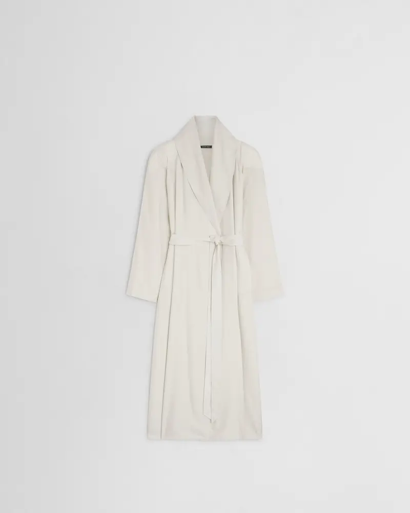 Salty White Technical Silk Belted Robe Dress