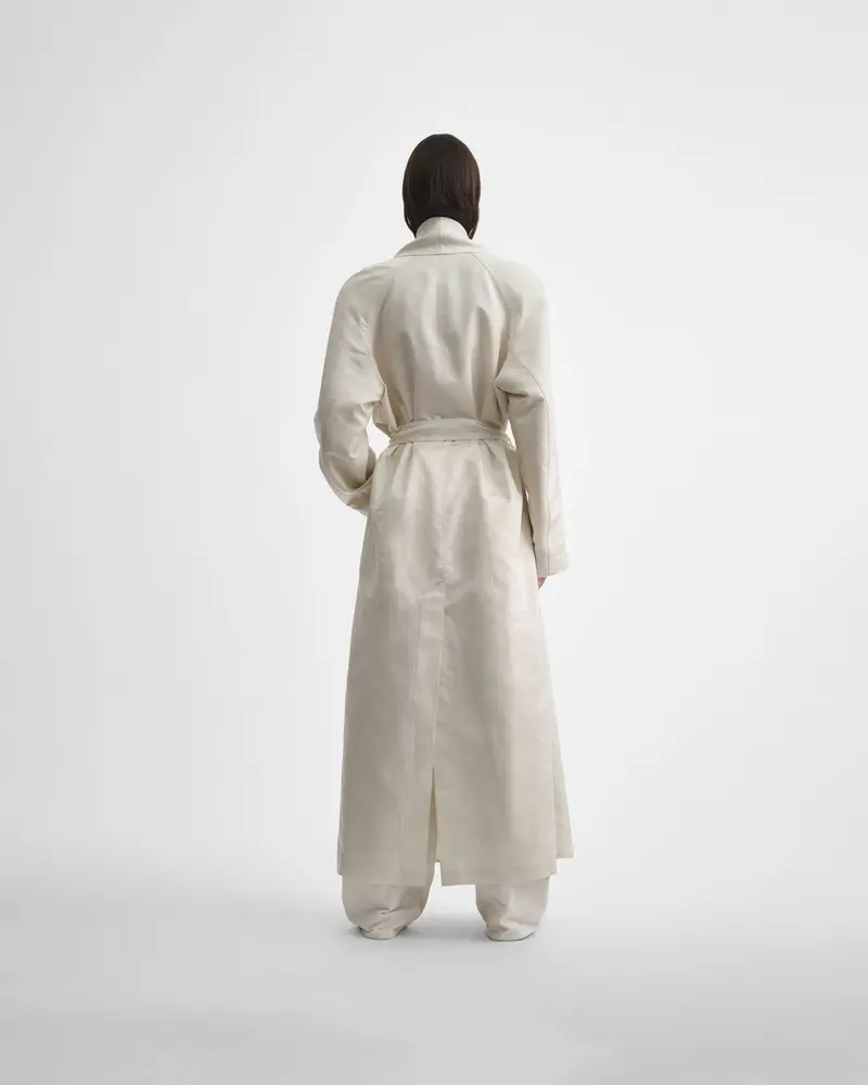 Salty White Technical Silk Belted Robe Dress