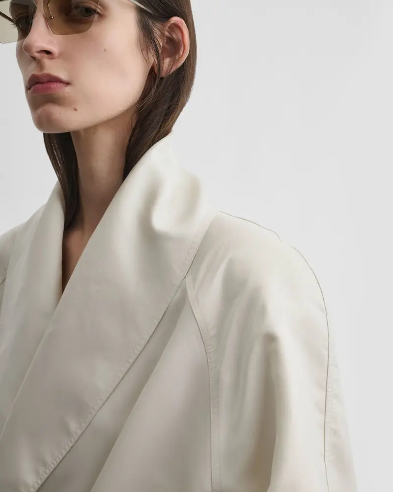 Salty White Technical Silk Belted Robe Dress