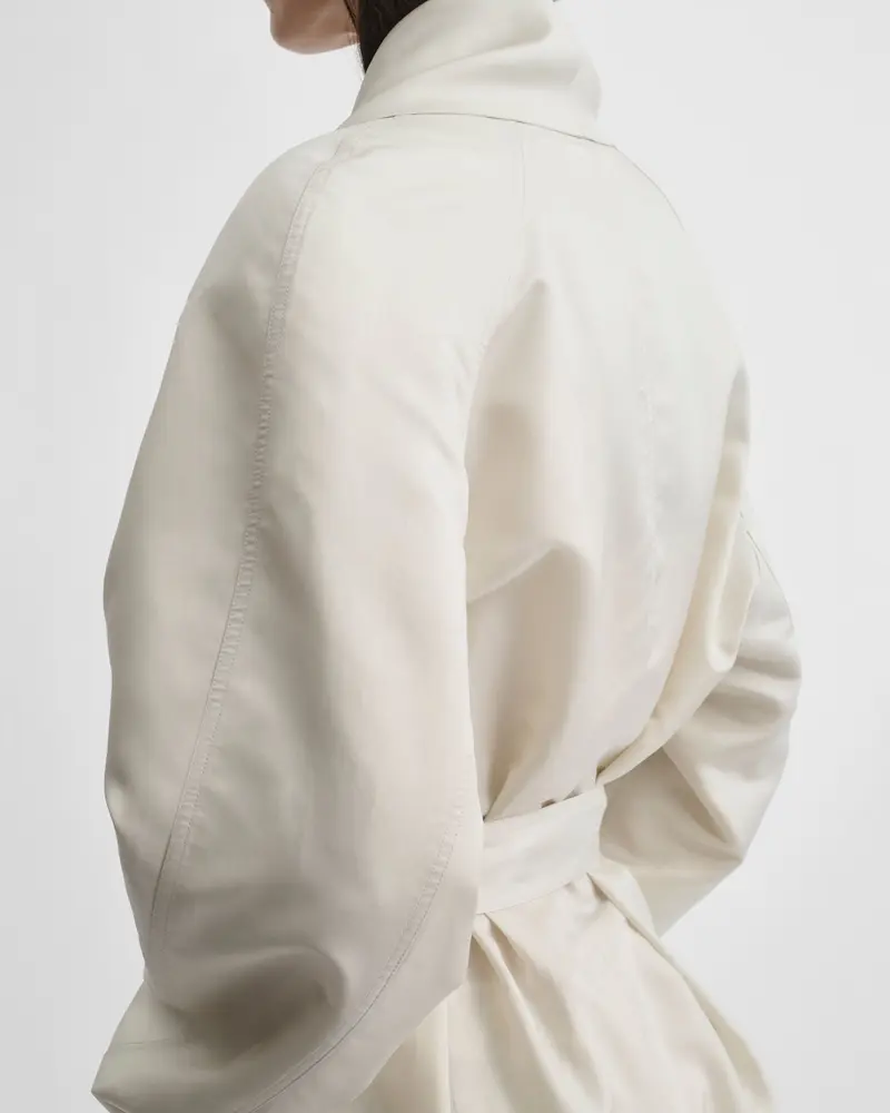 Salty White Technical Silk Belted Robe Dress
