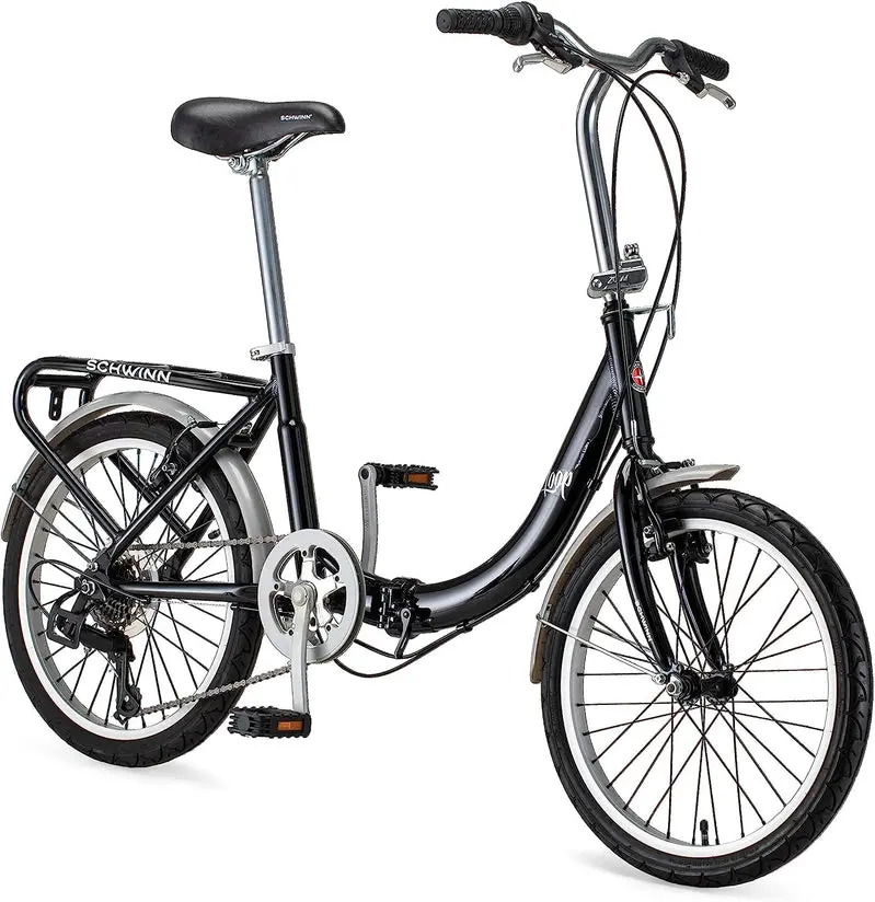 Schwinn Loop Folding Bike – 20-Inch Wheels, 7-Speed Shimano Drivetrain, Lightweight Aluminum Frame