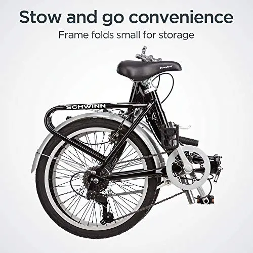 Schwinn Loop Folding Bike – 20-Inch Wheels, 7-Speed Shimano Drivetrain, Lightweight Aluminum Frame