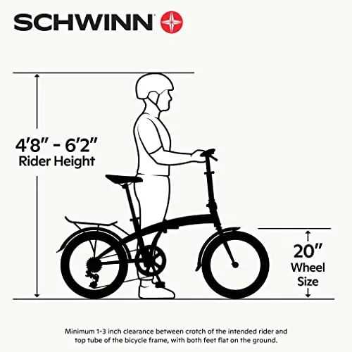 Schwinn Loop Folding Bike – 20-Inch Wheels, 7-Speed Shimano Drivetrain, Lightweight Aluminum Frame