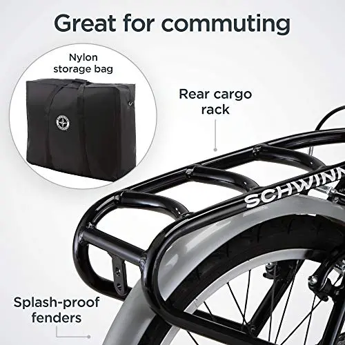 Schwinn Loop Folding Bike – 20-Inch Wheels, 7-Speed Shimano Drivetrain, Lightweight Aluminum Frame