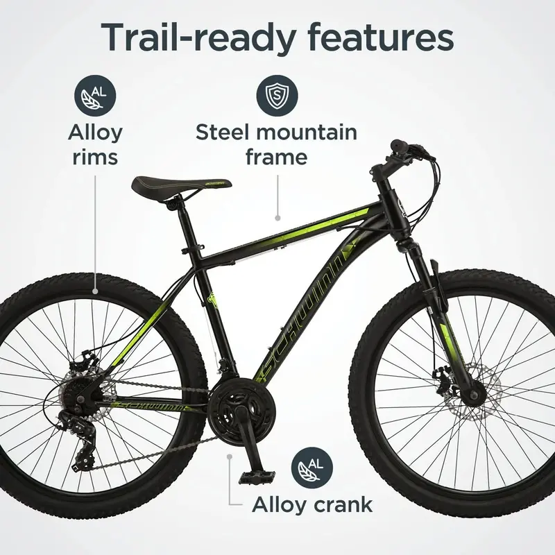 Schwinn Sidewinder Men’s 26-Inch Mountain Bike – 21-Speed Shimano Drivetrain, Lightweight Alloy Frame, All-Terrain Tires