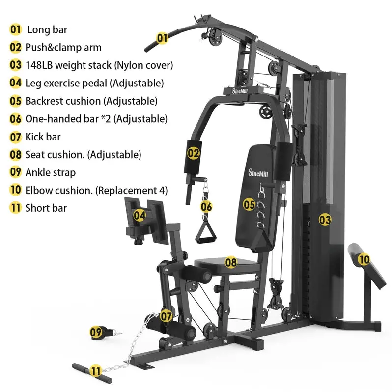 SCM-1148L Full-Body Home Gym System – 148LB Weight Capacity Strength Training Station