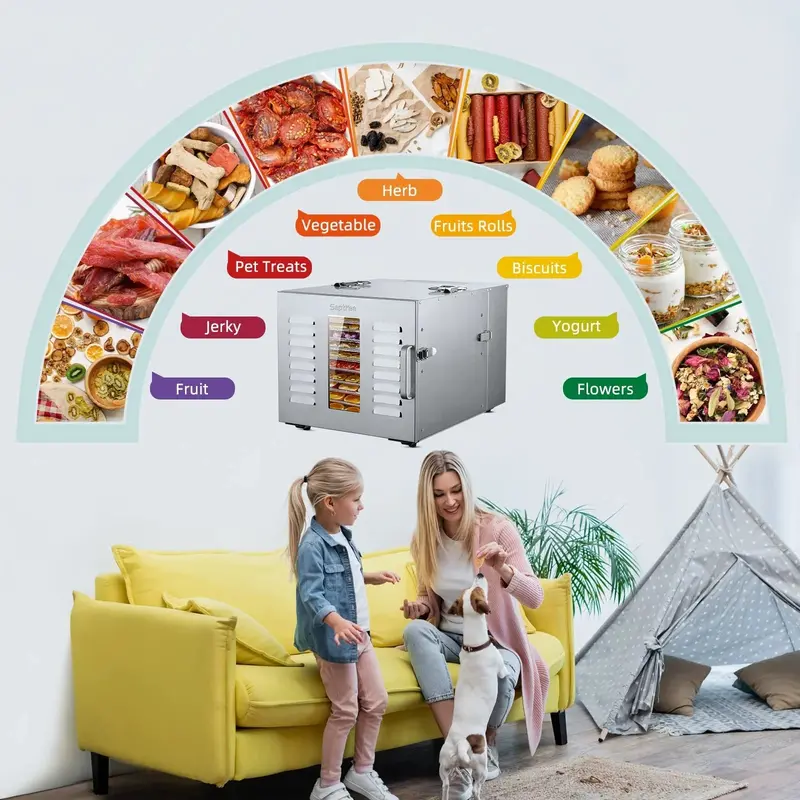 Septree Commercial Food Dehydrator – 10-Tray Stainless Steel Unit for High-Volume Drying