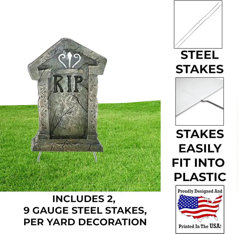 Set of 12 Halloween Tombstone Yard Decorations – Weather-Resistant Cemetery-Themed Lawn Props