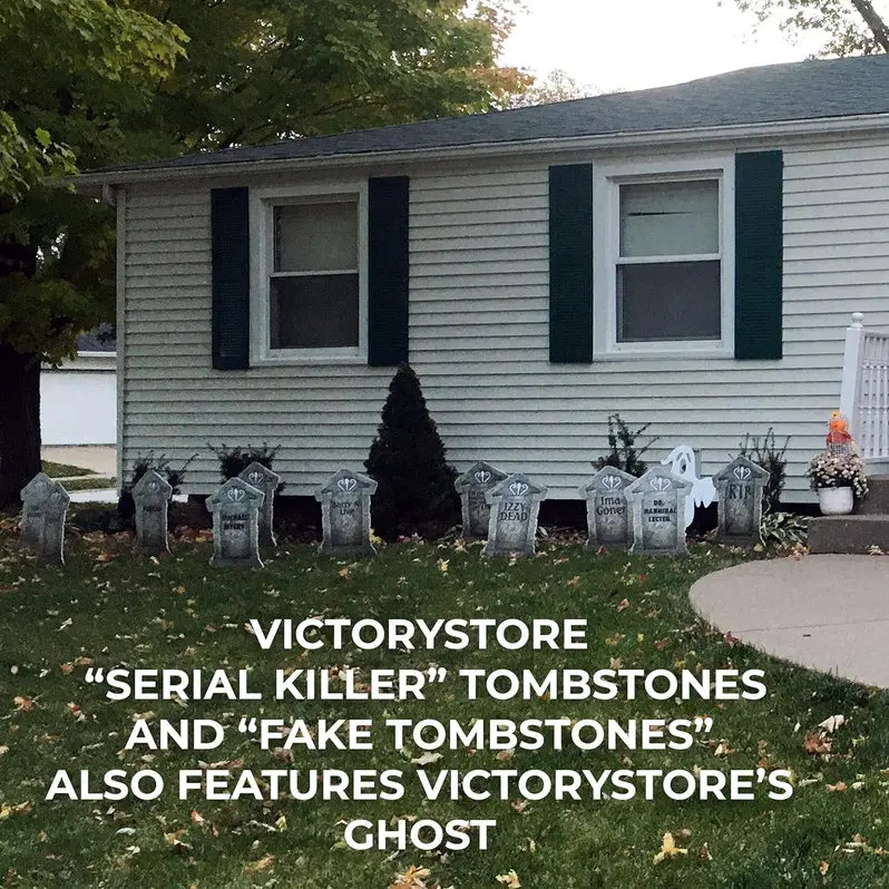 Set of 12 Halloween Tombstone Yard Decorations – Weather-Resistant Cemetery-Themed Lawn Props