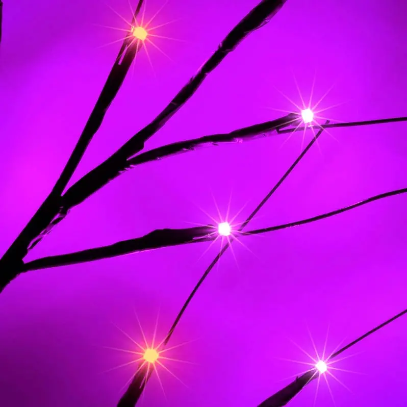Set of 3 Glow-in-the-Dark Halloween Birch Trees – 96 Warm-White LED Lights for Indoor or Outdoor Display