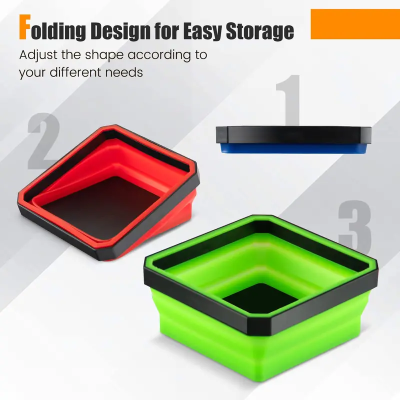 Set of 4 Collapsible Silicone Bowls for Small Parts Storage and Workshop Organization 2