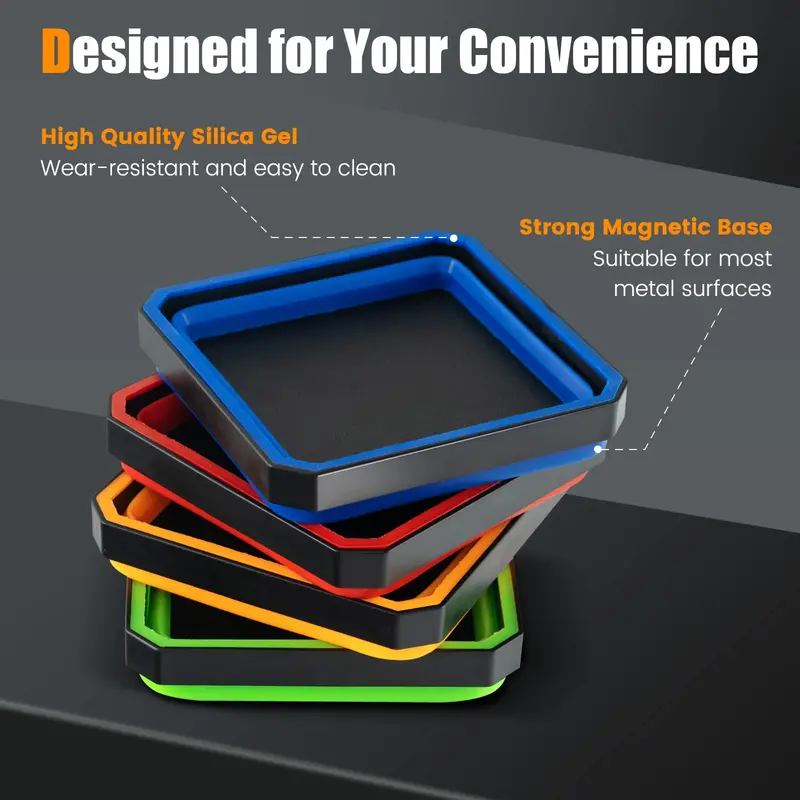 Set of 4 Collapsible Silicone Bowls for Small Parts Storage and Workshop Organization