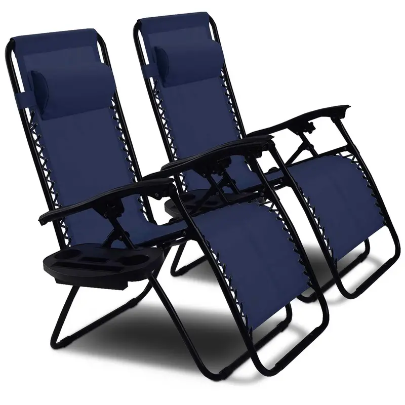 Set of Two Adjustable Zero Gravity Patio Recliners – Foldable Outdoor Loungers