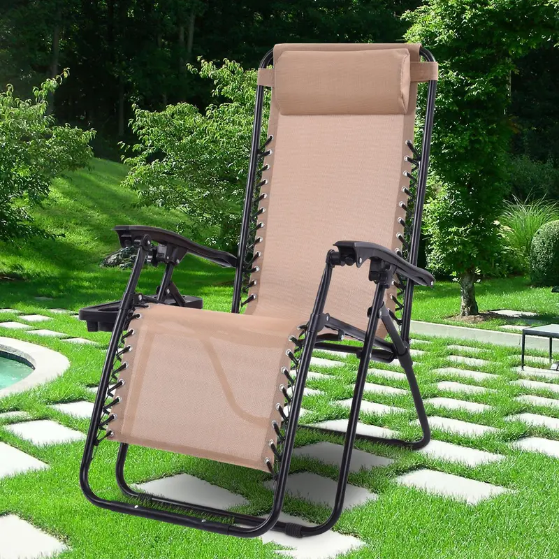 Set of Two Adjustable Zero Gravity Patio Recliners – Foldable Outdoor Loungers